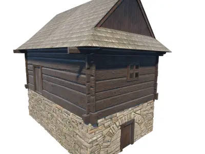 Granary Building - Slav Architecture Low-poly 3D model