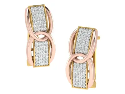 Yellow gold diamond  earring-EZ BI-73 3D print model