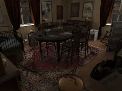 HQ Messy Dining Room Low-poly 3D model