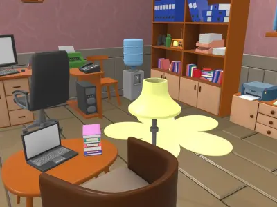 Isometric cartoon office room 03 3D model