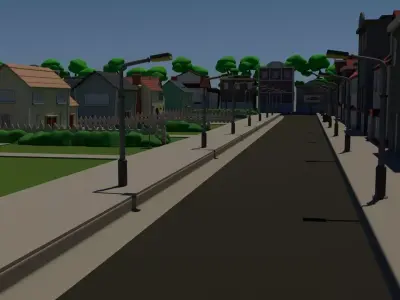 Neighborhood Low-poly 3D model