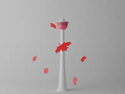 Cartoon Calgary Tower Canada 2 Low-poly 3D model