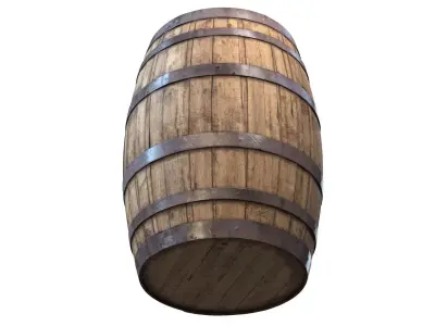 Old Wooden Barrel PBR Textures Low-poly 3D model