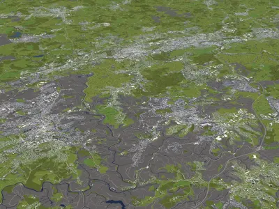 Wuppertal Germany 50x50km 3D City Map 3D model