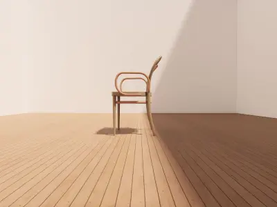 Bentwood Armchair 3D - Wood - Modern Minimalist Low-poly 3D model