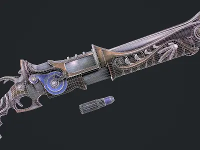 Fantasy Rifle 1 3D Model Low-poly 3D model