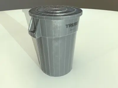 Plastic Trashcan Low-poly 3D model