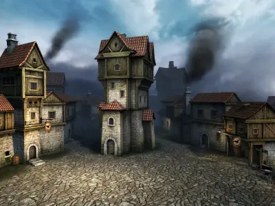 Medieval buildings pack Low-poly 3D model