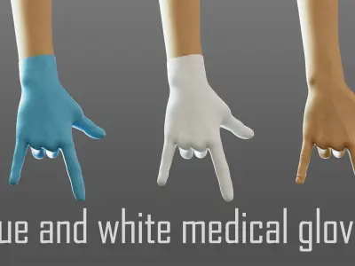 gloved medical hand Low-poly 3D model