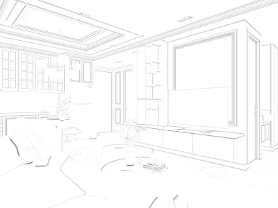 Design Living Room Modern Low-poly 3D model