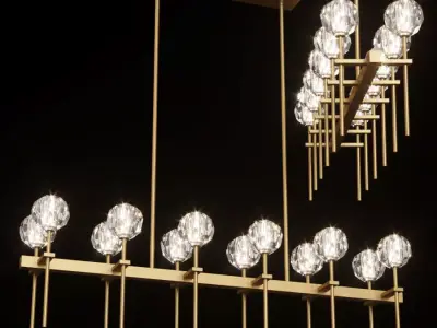 RH BOULE DE CRISTAL GRAND DOUBLE LINEAR CHANDELIER Brass 3D model