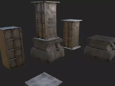 Mech Pillar Low-poly 3D model