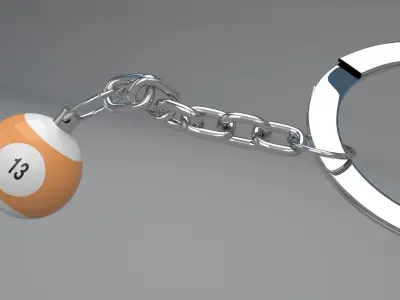 13 Snooker Ball with Keychain 3D model