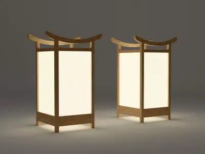 Light Lamp Traditional Asian Style 3D Model Low-poly 3D model