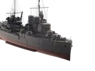 WW2 US navy light cruiser USS BONEVILE 3D model