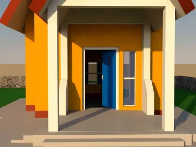 Cartoon house  Low-poly 3D model