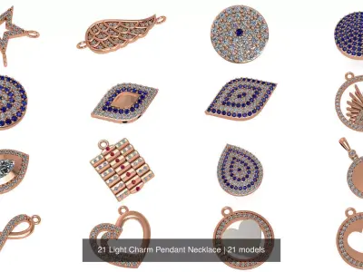 21 Light Charm Pendant Necklace 3D Model Pack