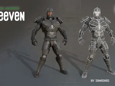 Cyber Warrior - SEEVEN Low-poly 3D model