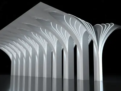 Futuristic Parametric Organic Arched Shade Structure 3D model