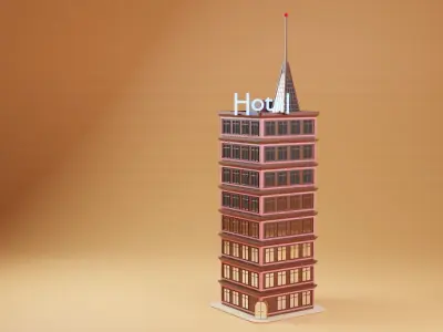 Low Poly Hotel Building Free low-poly 3D model