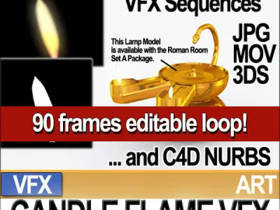 Visual FX Candle Flame Animation 90 Frames 3D model