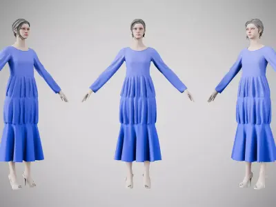 Dress 25 Very Light Blue Low-poly 3D model
