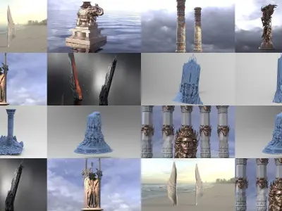 Fantasy Pillar Collection 3D Model Pack