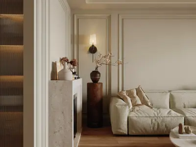 Elegant Classic Living and Dining Room Interior 060 3D model