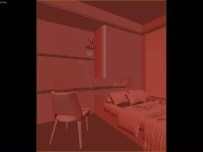 Multi-Functional Compact Bedroom  Study 3D Model 3D model