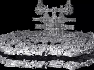 Sci-Fi City dystopia base City Ship 2 3D model
