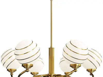 Murano Glass and Brass Chandelier Low-poly 3D model