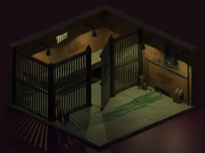 Low Poly Prison Cell Low-poly 3D model