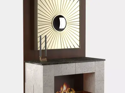 Fireplace with candles Free 3D print model