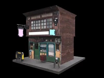 Cyberpunk Building Low-poly 3D model purchase