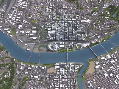 Cincinnati - 3D City Model Low-poly 3D model
