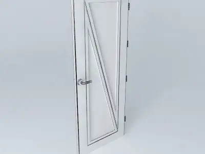 3D door very detail with glass, lock and hinger. Free 3D model