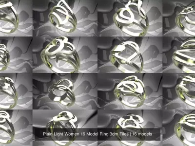 Plain Light Women 16 Model Ring 3dm Files 3D Model Pack
