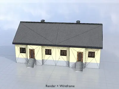 Modern multi-family house version 2 Low-poly 3D model