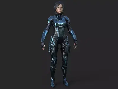 Futuristic Asian Girl High Detail 3D model
