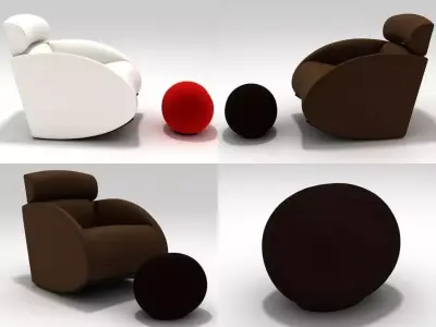 Mama Armchair and Tatino Footstool 3D model