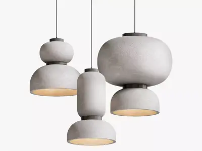 Japandi Lantern Shaped Pendant Light 3D model