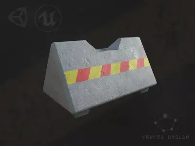 Jersey barrier Low-poly 3D model