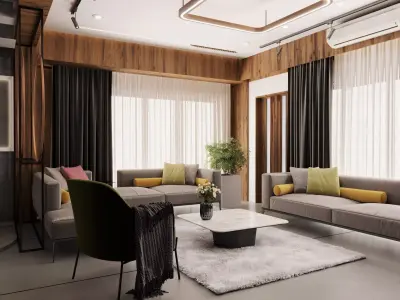 living room interior design scene 3d model 5 3D model Low-poly 3D model