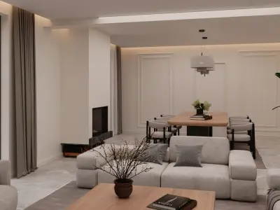 Modern Living Room Scene 3D model