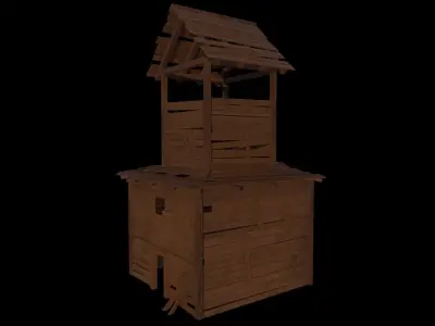 3d model of wooden temple in low poly Low-poly 3D model