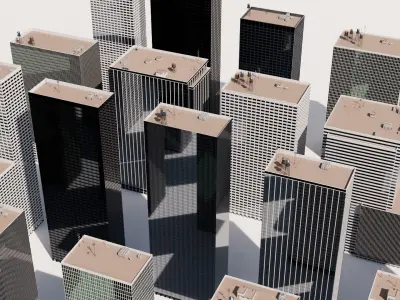 Tall Buildings - Skyscrapers  Low-poly 3D model