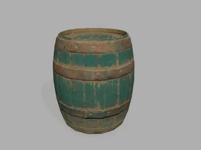 Wooden Barrel Low-poly 3D model
