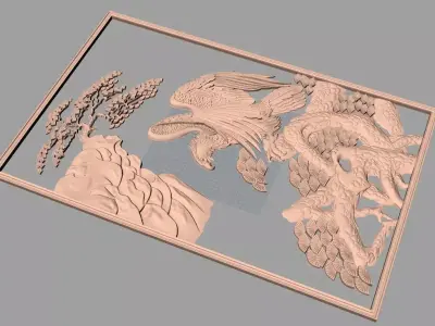 Eagle 3D relief model STL format file for CNC carving E659 3D model