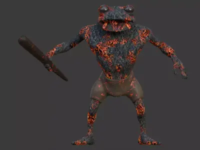 Frogman - Volcanic Forgemaster Game Ready Fully Rigged Low-poly 3D model