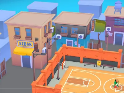 lowpoly city street pack buildings stylized Low-poly 3D model